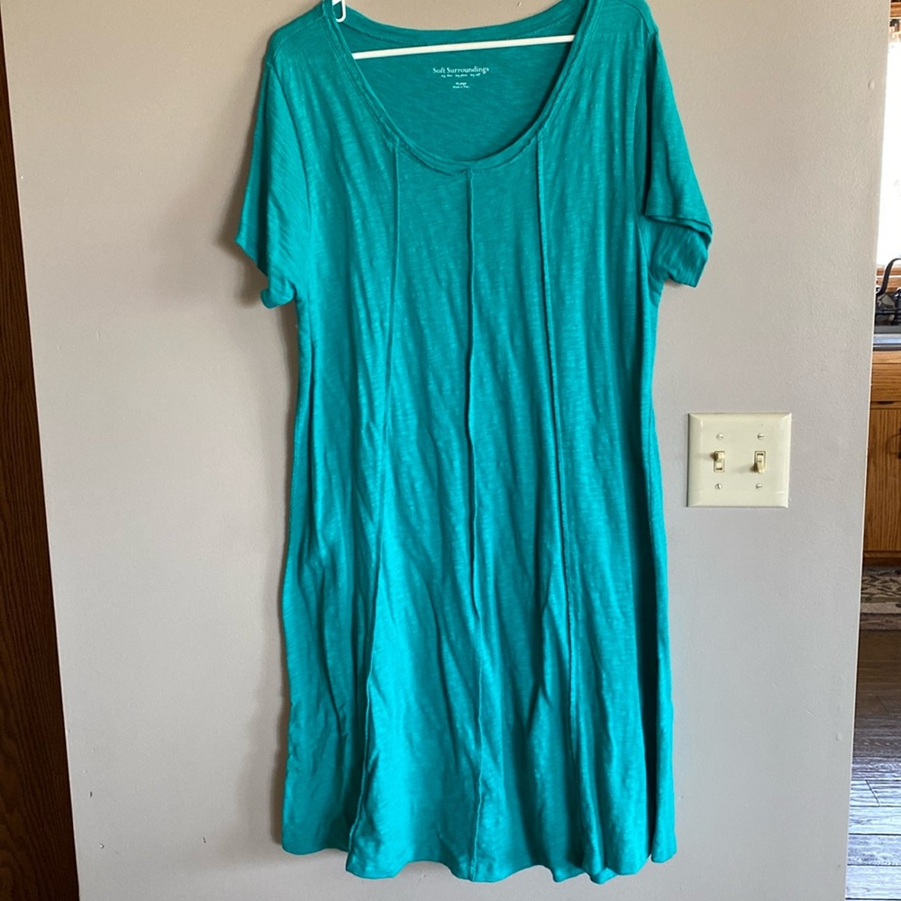 Teal Green Seamed Tee Dress